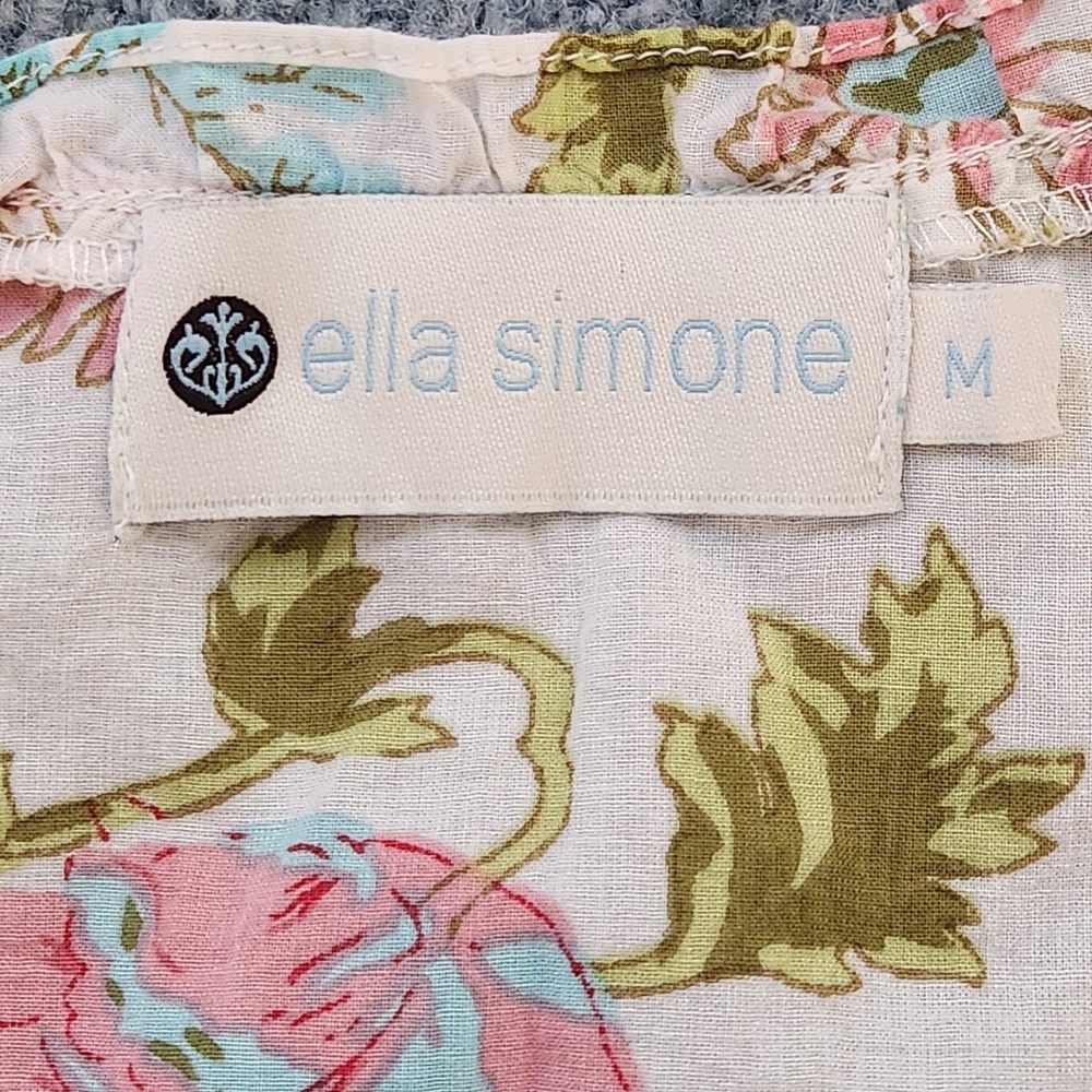 Ella Simone English Rose Robe Size Medium Colors Pink Blue Green White - Picture 3 of 10